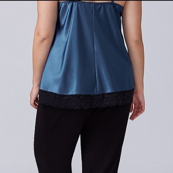 Blue stretch satin Cami and pants pj set - Picture 4 of 4